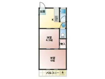 第3岩見マンション(2DK/4階)の間取り写真