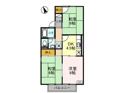 セジュール城東 A棟(3DK/1階)の間取り写真