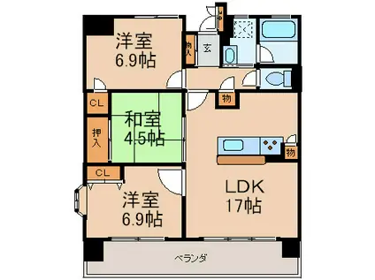 スクエア名古屋港(3LDK/2階)の間取り写真