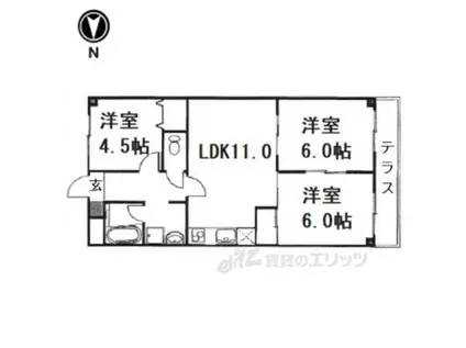 シャンポール蜂の壷(3LDK/5階)の間取り写真
