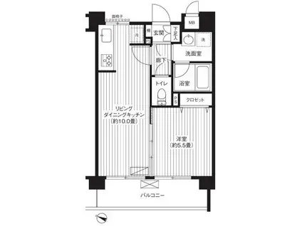 ブランネージュ多摩川(1LDK/5階)の間取り写真