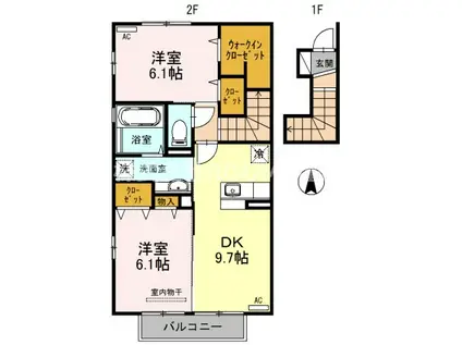 マール・ビビ(2DK/2階)の間取り写真