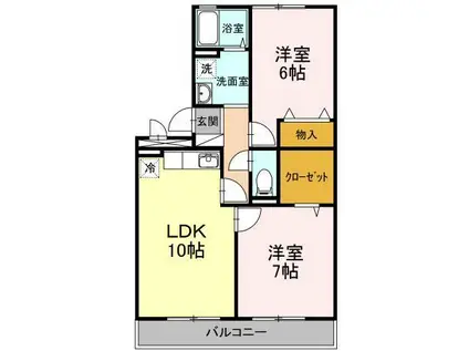 マンションタケイシ(2LDK/1階)の間取り写真
