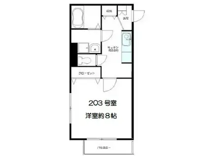 ガーデンサイド広尾(1K/2階)の間取り写真