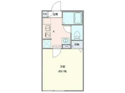 エクセラン松戸II(1K/2階)の間取り写真