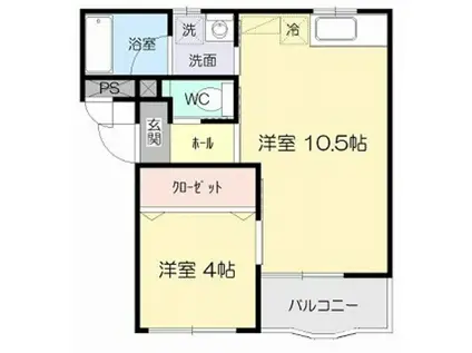 フォルトナートA棟(1LDK/2階)の間取り写真