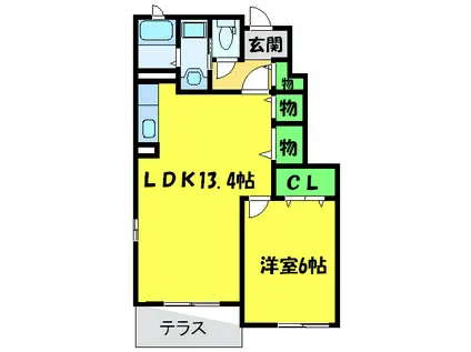 プリムラTK01 1棟(1LDK/1階)の間取り写真