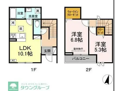 ラ・ペジブル(2LDK/2階)の間取り写真