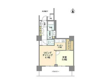 豊洲シエルタワー(1LDK/15階)の間取り写真