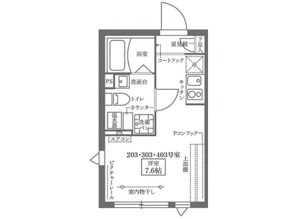 COCOCUBE北千住(ワンルーム/3階)の間取り写真