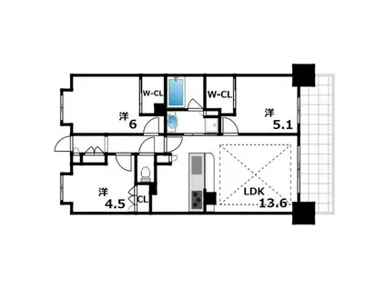リビオシティ神戸名谷(3LDK/8階)の間取り写真