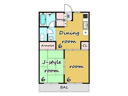 高橋コーポ(2DK/3階)の間取り写真