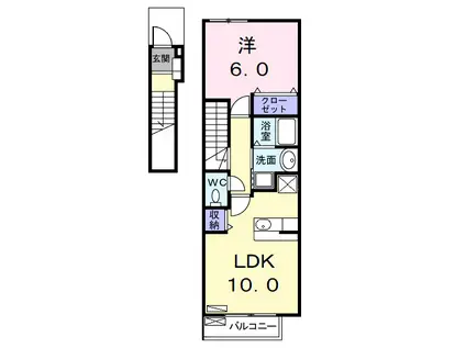 レジデンス・フジ(1LDK/2階)の間取り写真