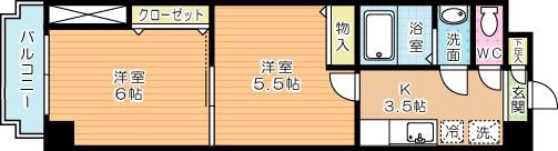 中津口センタービル(2K/7階)の間取り写真