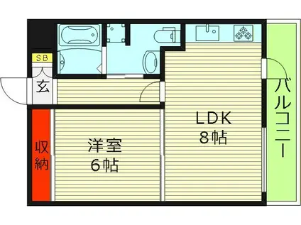 サンハイツ(1LDK/4階)の間取り写真