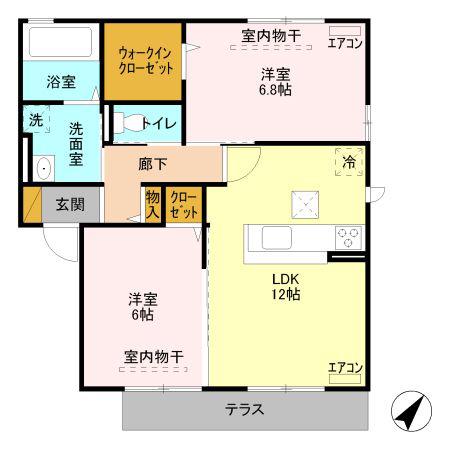 ロイヤルベルグ B(2LDK/1階)の間取り写真