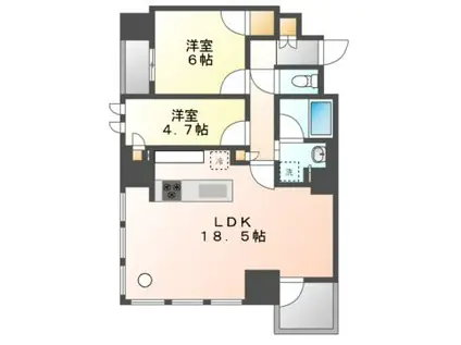 グランドメゾン名古屋駅(2LDK/2階)の間取り写真