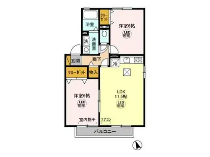 メゾングレースABC(2LDK/1階)の間取り写真