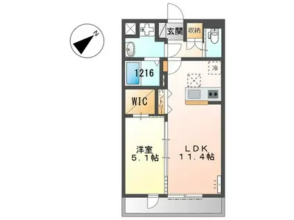 カーサドルチェ(1LDK/1階)の間取り写真