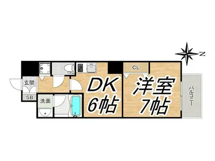 エスライズ西本町II(1DK/4階)の間取り写真