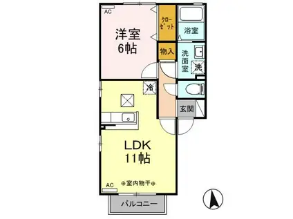 D-ROOM ブロードマインド A103(1LDK/1階)の間取り写真
