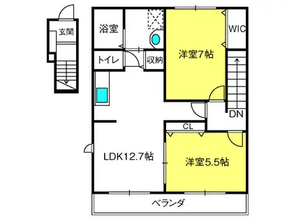 ケン フラッツ(2LDK/2階)の間取り写真
