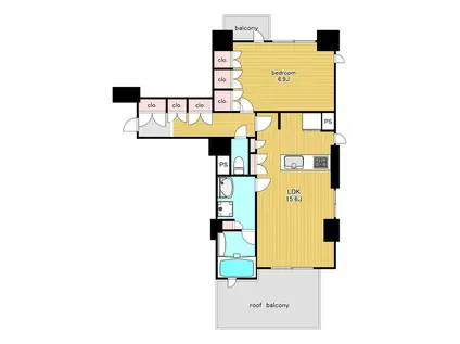 ラクレイス国分寺(1LDK/4階)の間取り写真