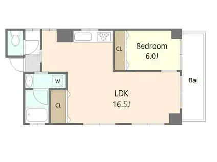 メゾン泉(1LDK/4階)の間取り写真