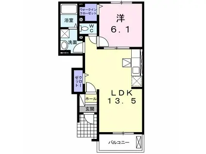 ジェルメII(1LDK/1階)の間取り写真