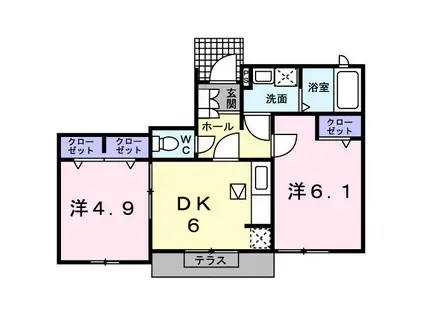 マリーフィオーレA(2DK/1階)の間取り写真