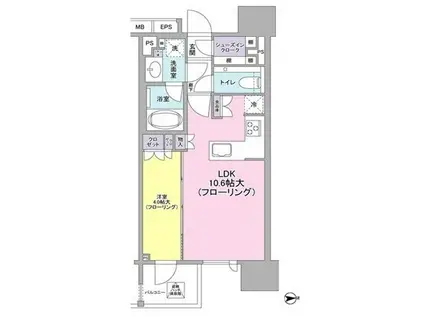 ブランズ東麻布(1LDK/7階)の間取り写真