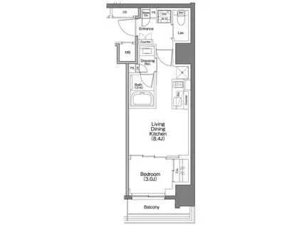 ザ・パークハビオ横浜白楽(1LDK/2階)の間取り写真