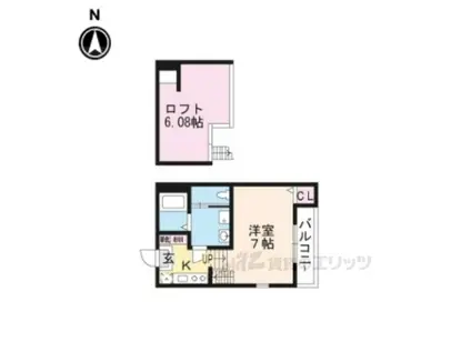 ハーモニーテラス椥辻封シ川町Ⅱ(1K/1階)の間取り写真