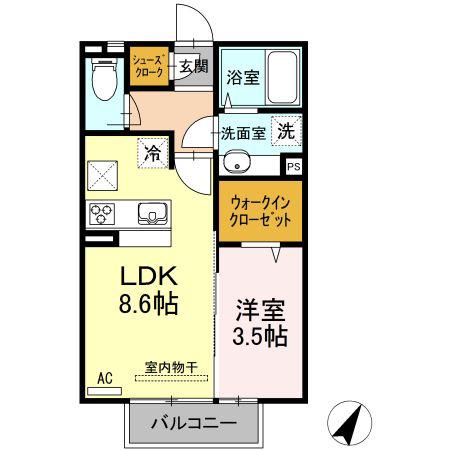 ベル・レーブルーチェ・チアラ ルーチェ・チアラ(1LDK/1階)の間取り写真