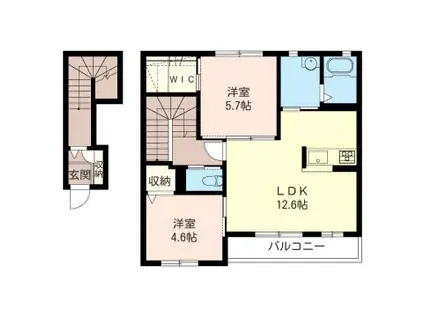 シャーメゾン サンハイツ大久保L(2LDK/2階)の間取り写真