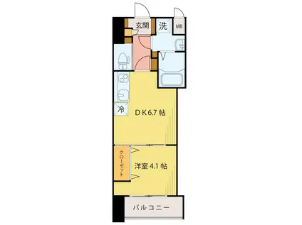 シェルグランデ六丁目南町(1DK/2階)の間取り写真