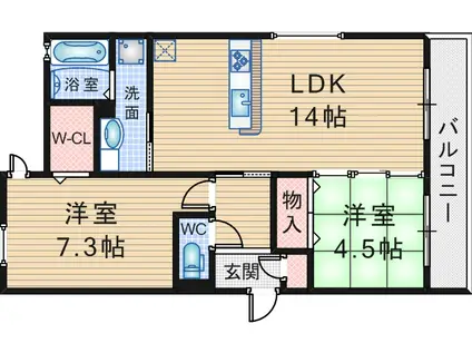 ラメゾンドボヌールB(2LDK/1階)の間取り写真