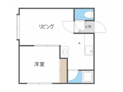 プライムハウス澄川壱番館(1LDK/2階)の間取り写真