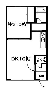 メゾン杉村(1LDK/2階)の間取り写真