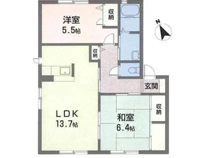 メゾンサンライズ(2LDK/1階)の間取り写真