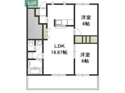 パインパレスI棟(2LDK/1階)の間取り写真