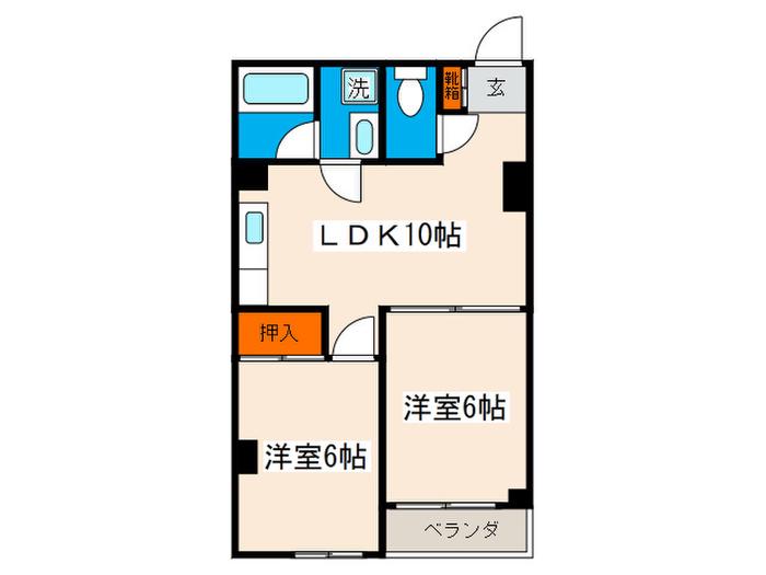 山田ビル(2LDK/2階)の間取り写真