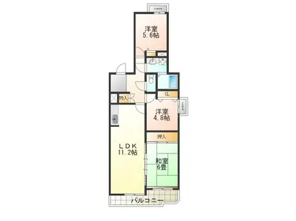 イルソール狩口(3LDK/2階)の間取り写真