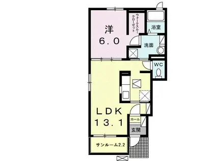 マルセリーノ A(1LDK/1階)の間取り写真