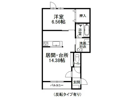 ＪＲ根室本線 帯広駅 徒歩18分 3階建 築11年(1LDK/1階)の間取り写真