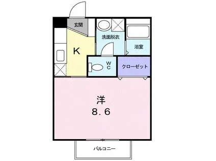 サンセール大小路(1K/1階)の間取り写真