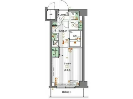 ガーラ大井町ゼームス坂上(1K/3階)の間取り写真