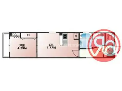 グランツあびこII(1DK/2階)の間取り写真