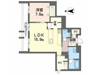 オンブール広路(1LDK/2階)の間取り写真