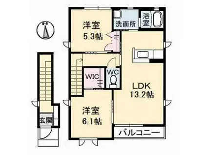 ブランシェJ(2LDK/2階)の間取り写真